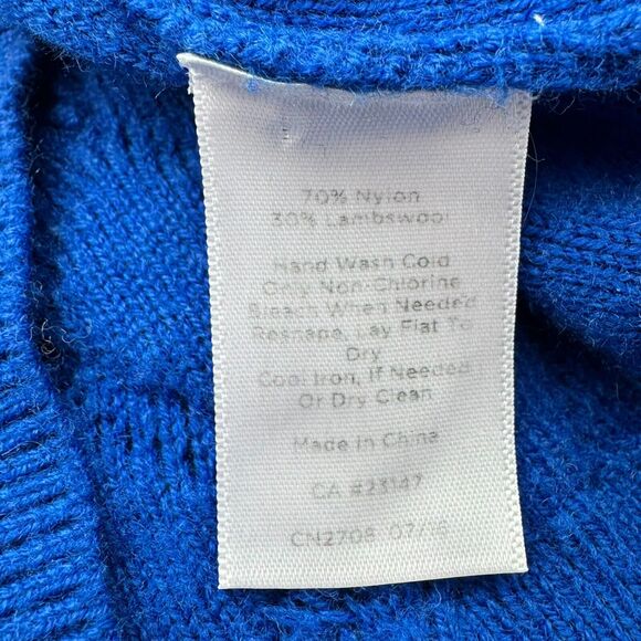 TALBOTS Women's Medium Royal Blue Lambswool Fisherman Cable Knit Tunic Sweater - Picture 6 of 9